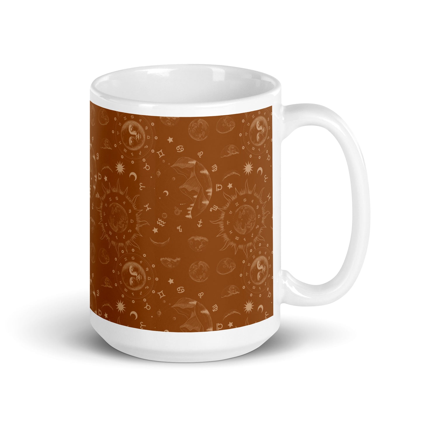 Saddle Brown Moon Galaxy White Glossy Mug