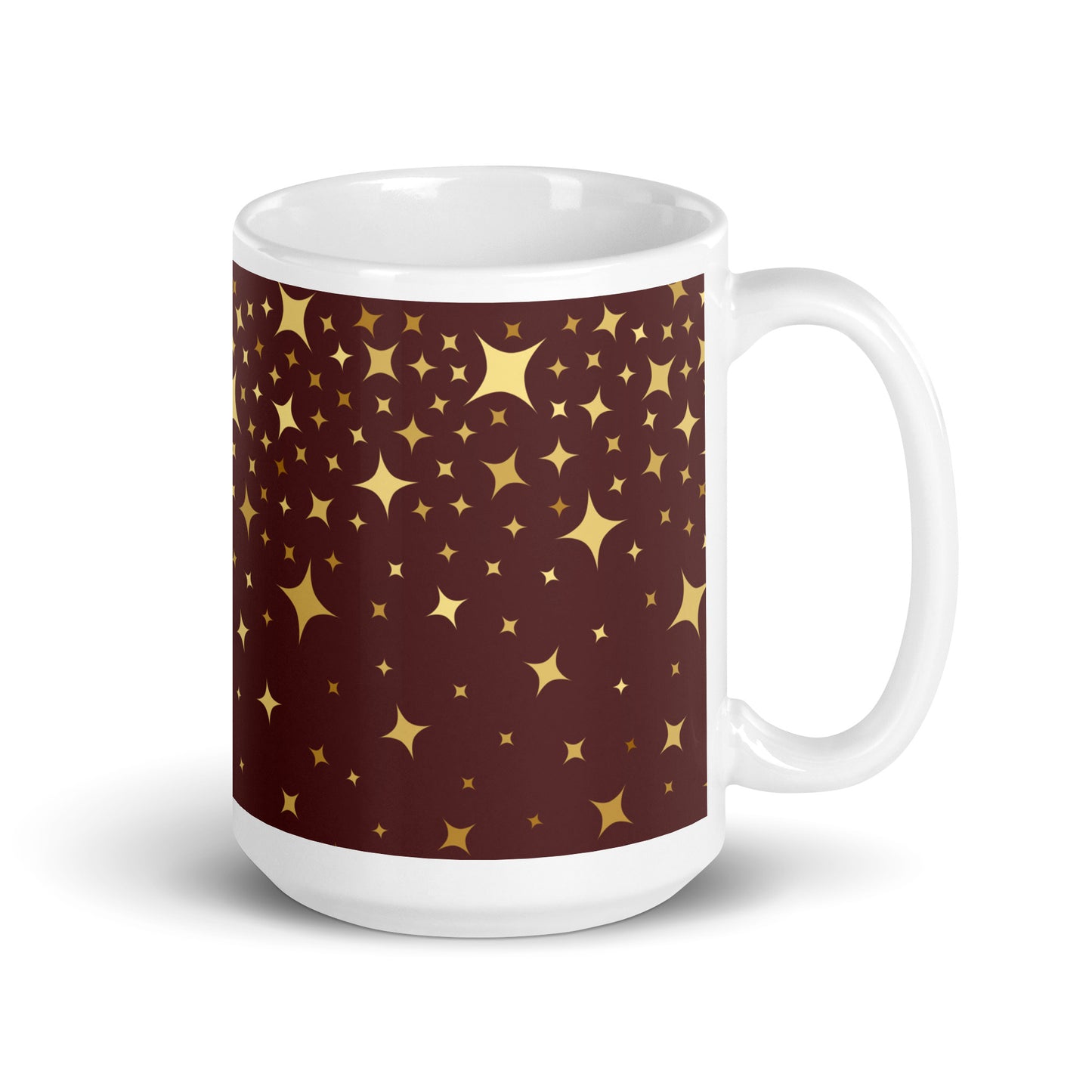 Burgundy Gold Star White Glossy Mug