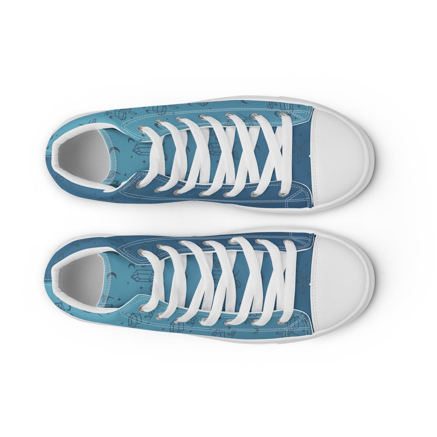 Blue Gradient Crystal Moon Women’s High Top Canvas Shoes