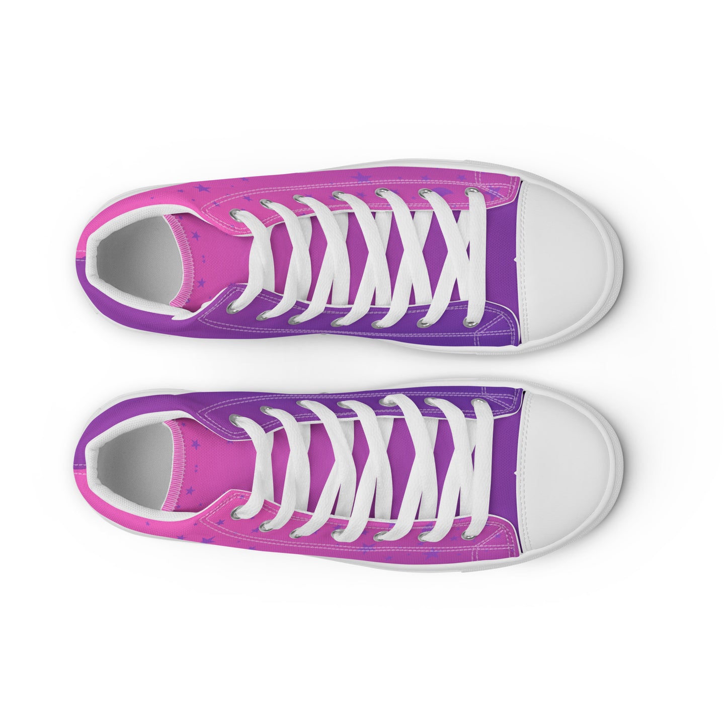 Purple Pink Gradient Star Women’s High Top Canvas Shoes