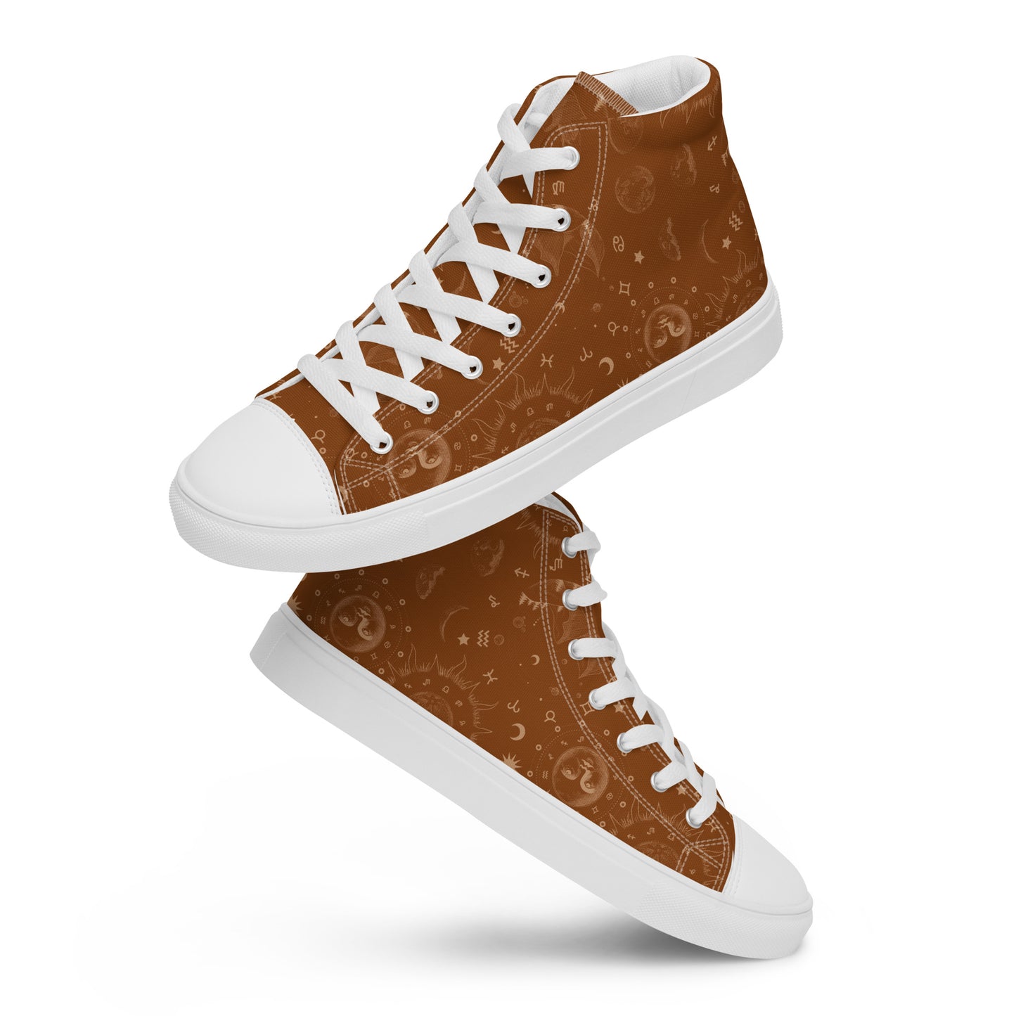 Saddle Brown Moon Galaxy Women’s High Top Canvas Shoes