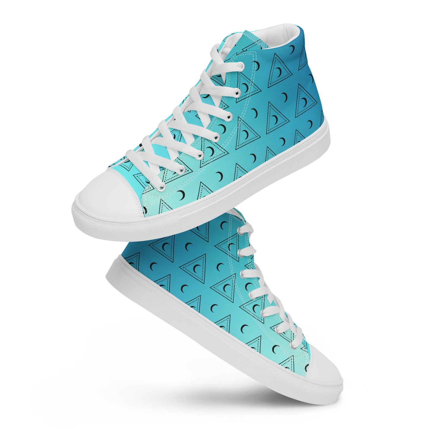 Blue Moon Triangle Women’s High Top Canvas Shoes