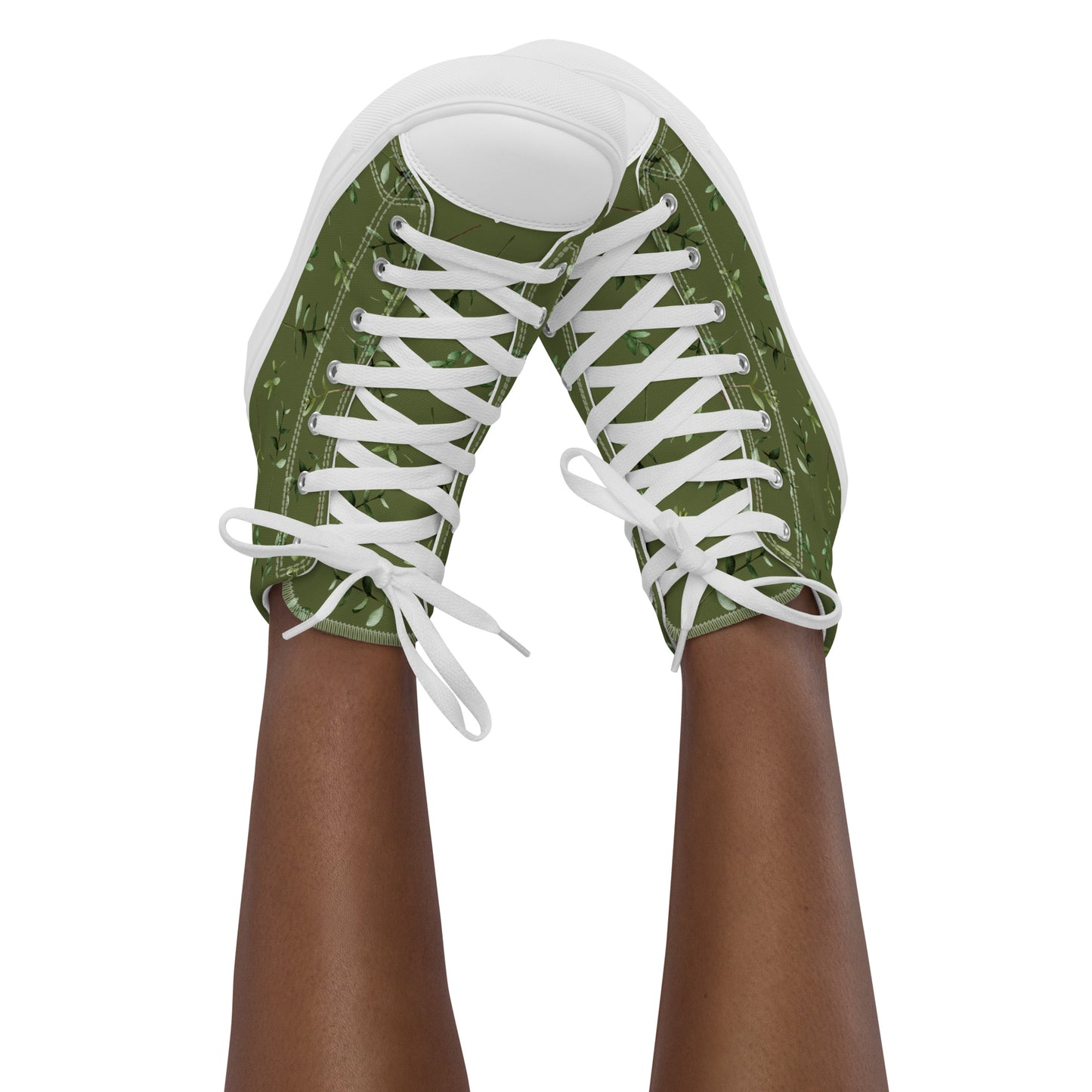 Greenery Wood Green Women’s High Top Canvas Shoes