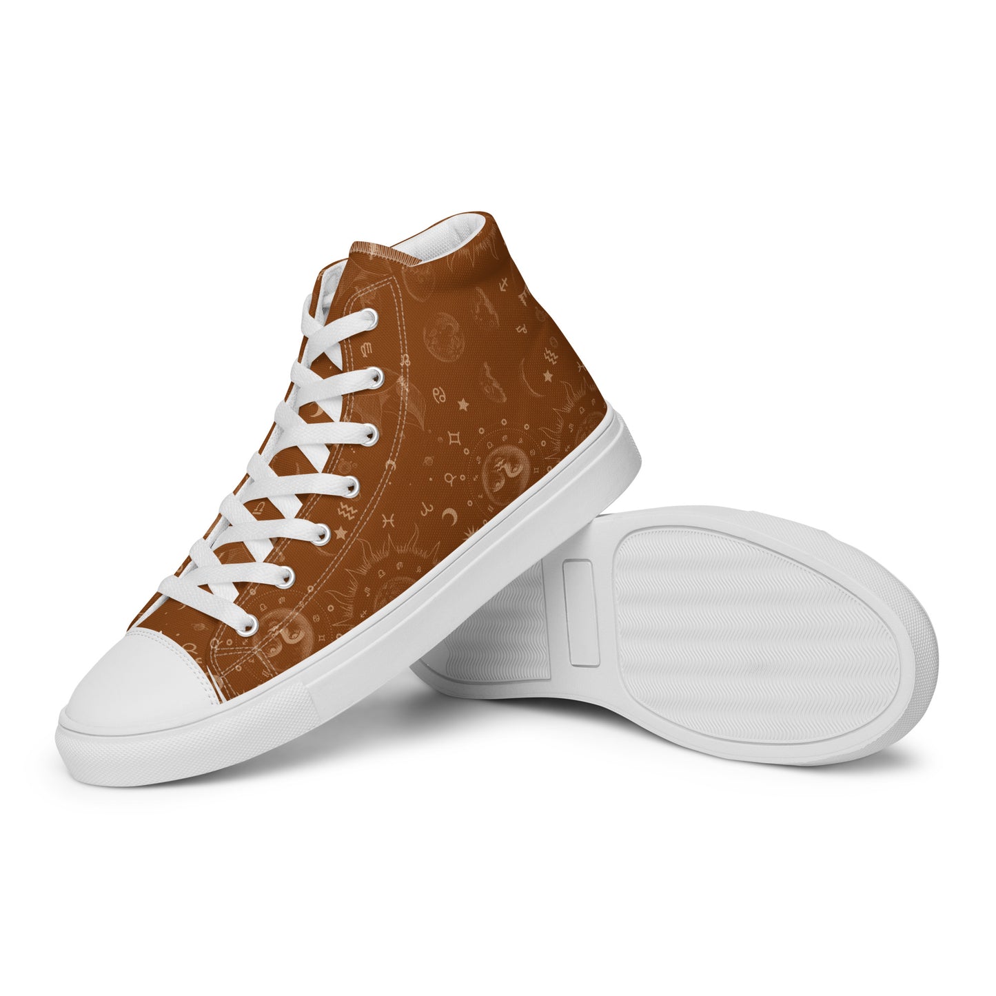 Saddle Brown Moon Galaxy Women’s High Top Canvas Shoes