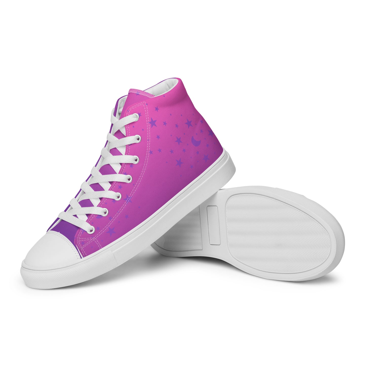 Purple Pink Gradient Star Women’s High Top Canvas Shoes