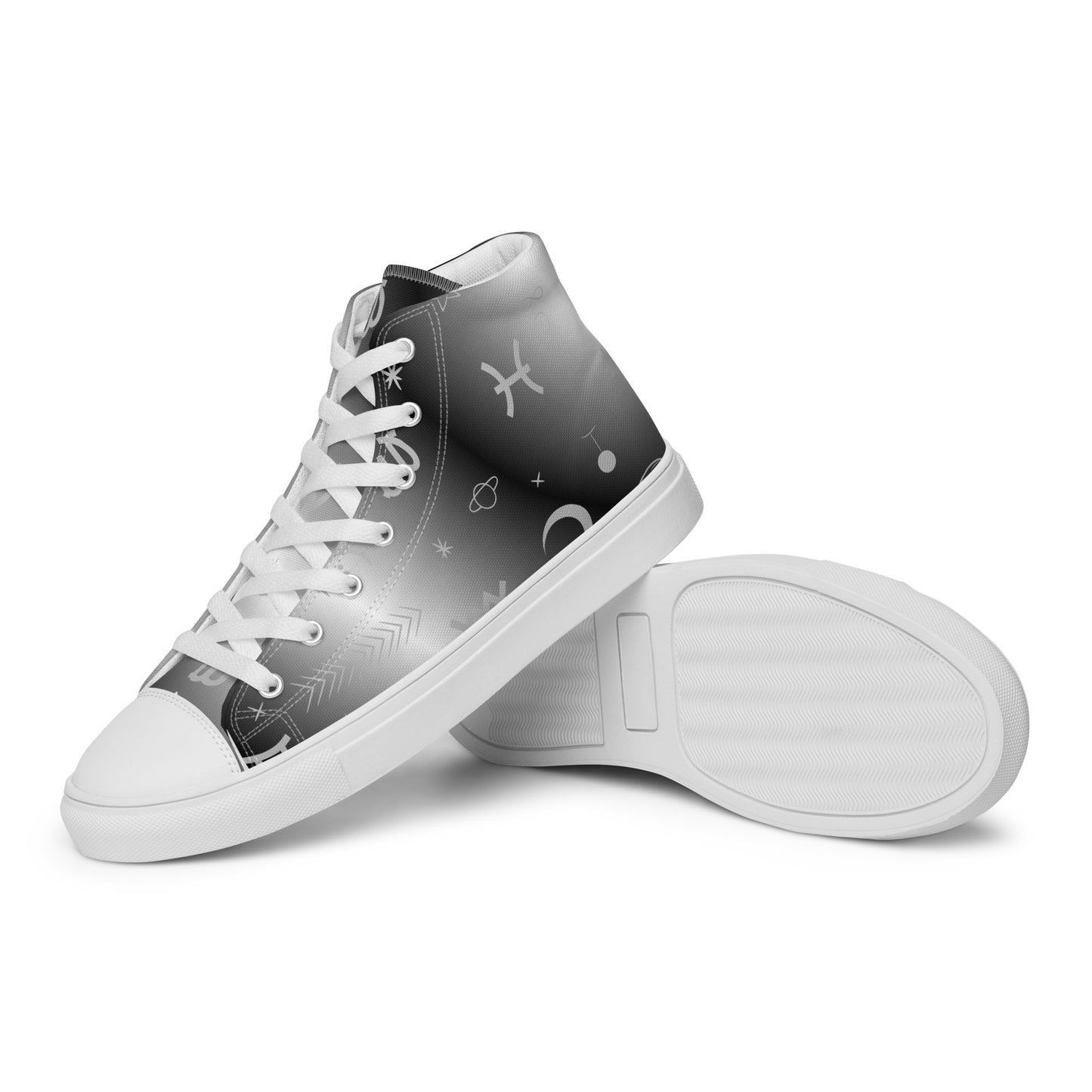 Black White Zodiac Women’s High Top Canvas Shoes