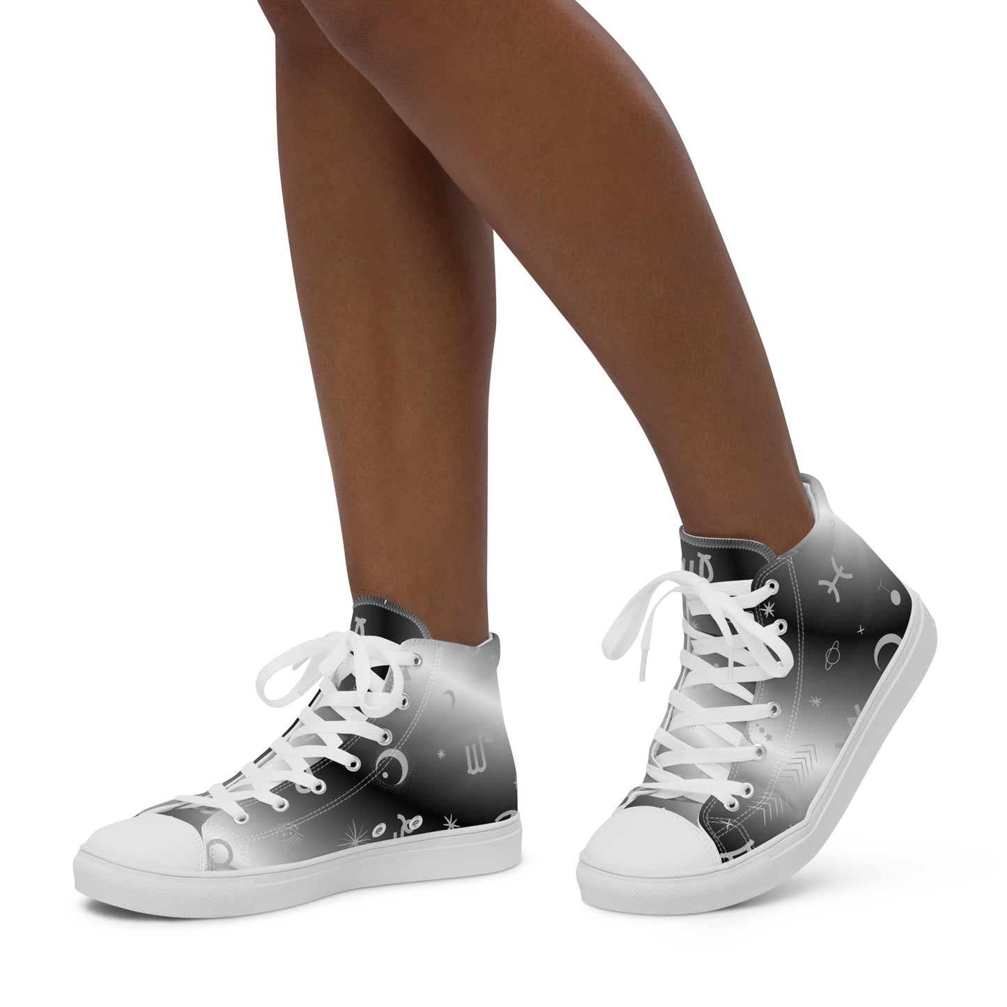 Black White Zodiac Women’s High Top Canvas Shoes