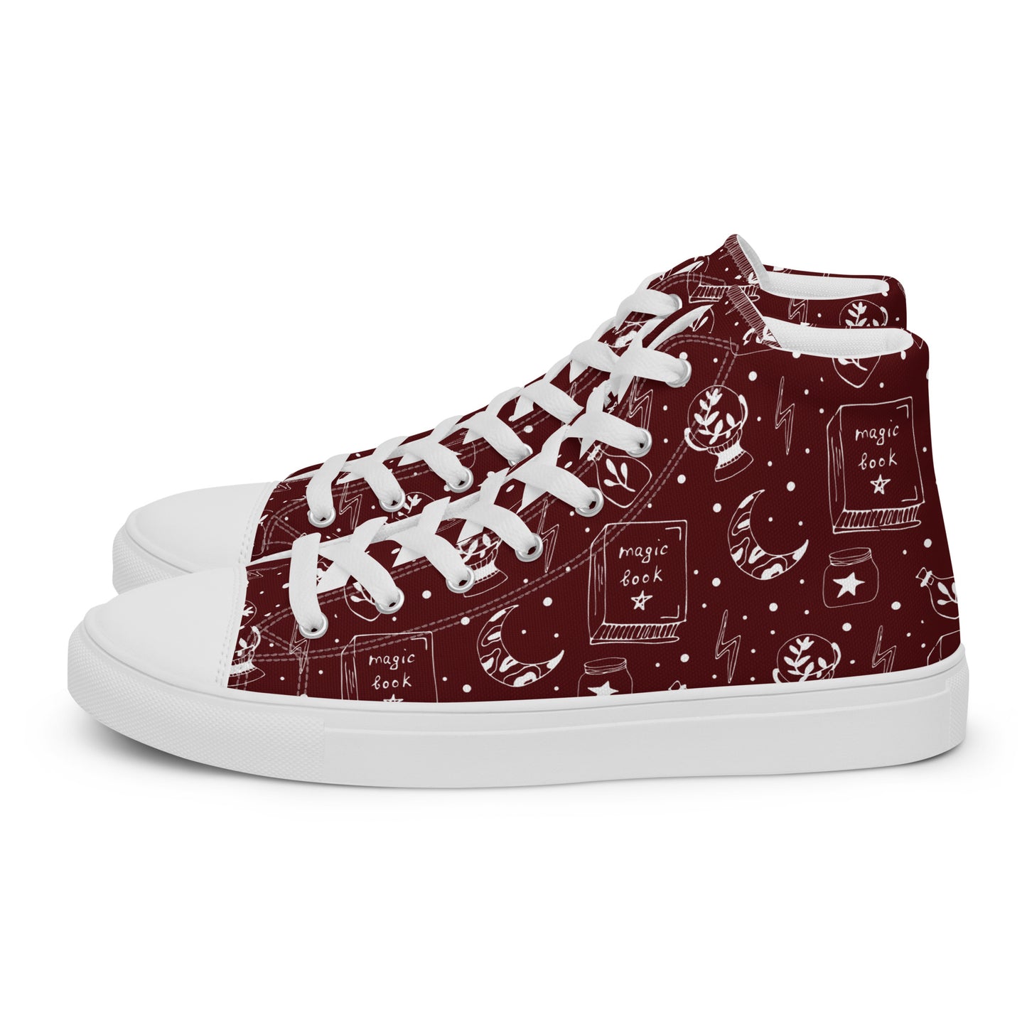 Magic Book Galaxy Red Women’s High Top Canvas Shoes