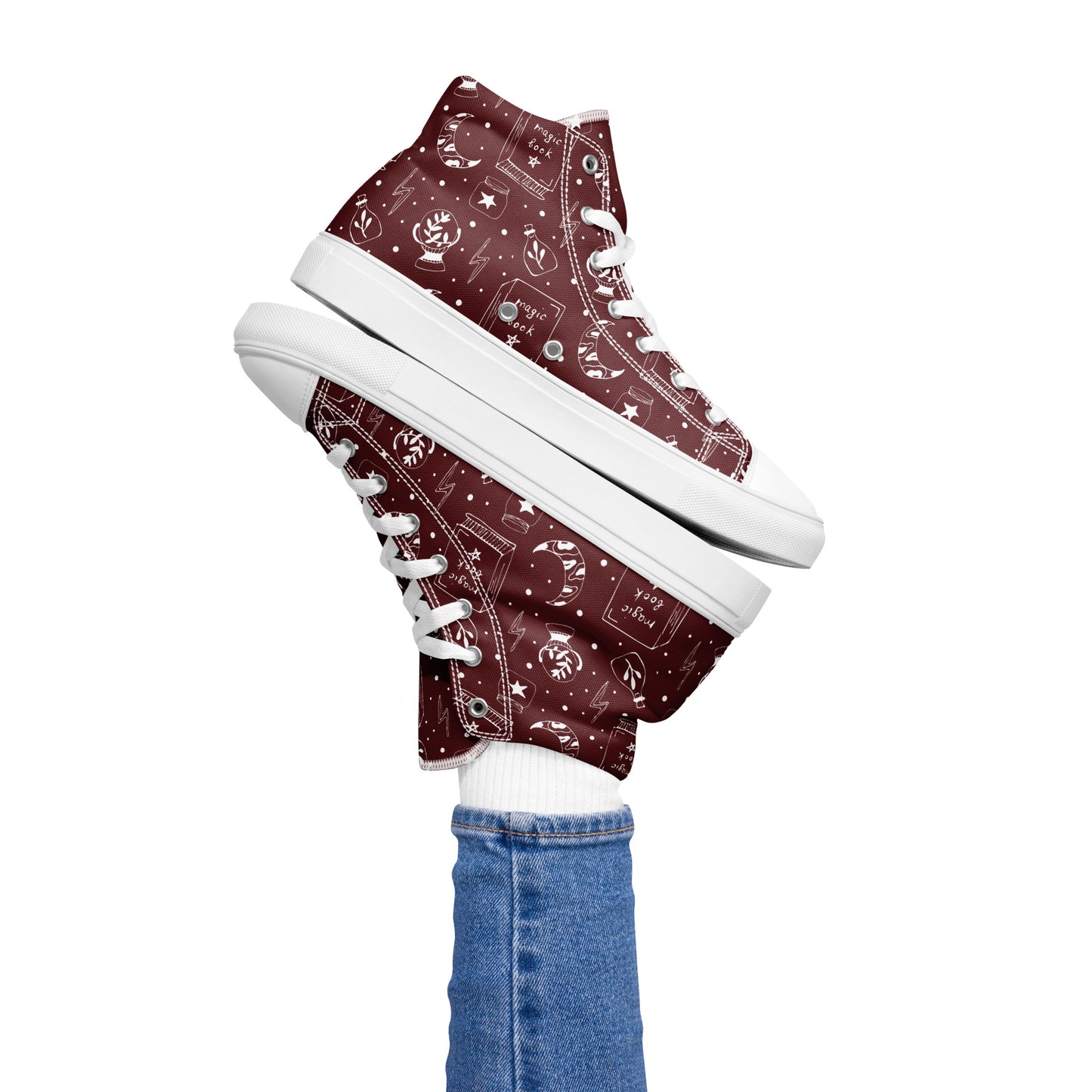 Magic Book Galaxy Red Women’s High Top Canvas Shoes