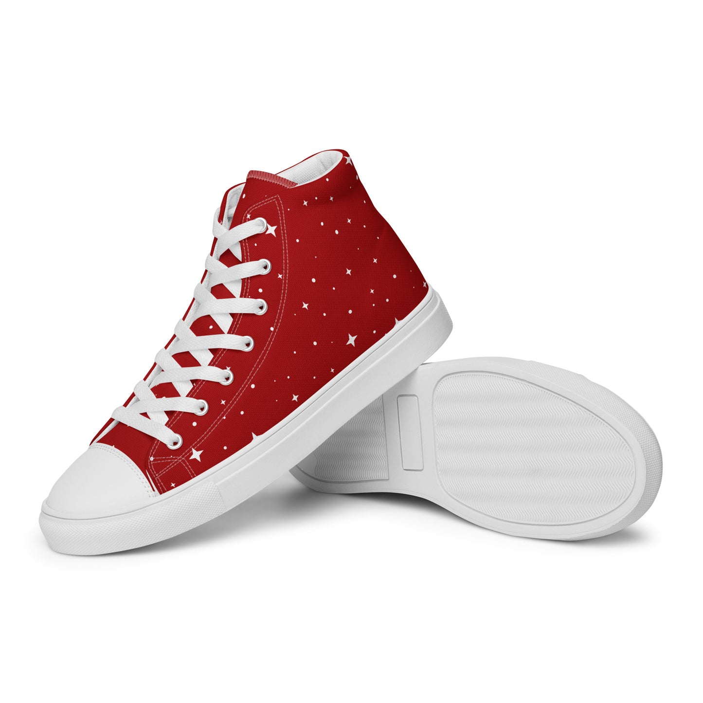 White Star Fire Red Women’s High Top Canvas Shoes