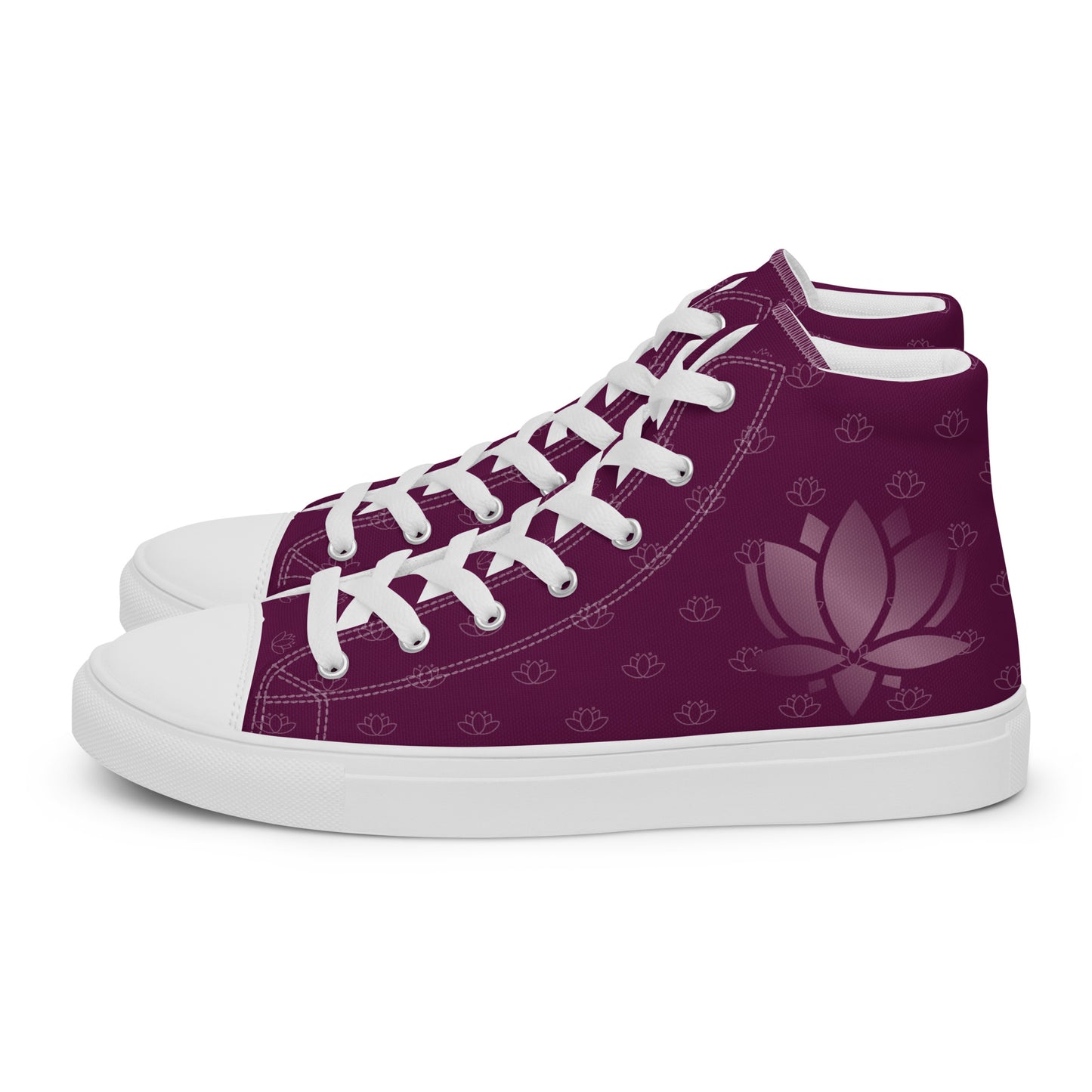 Lotus Flower Purple Power Women’s High Top Canvas Shoes
