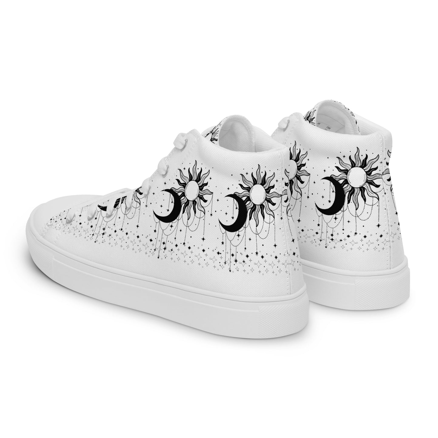 Black White Sun Moon Women’s High Top Canvas Shoes