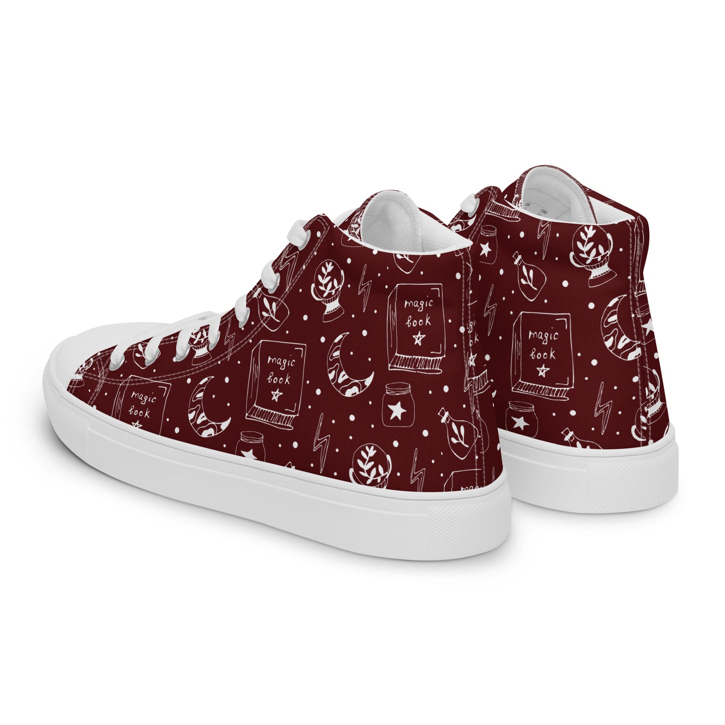 Magic Book Galaxy Red Women’s High Top Canvas Shoes