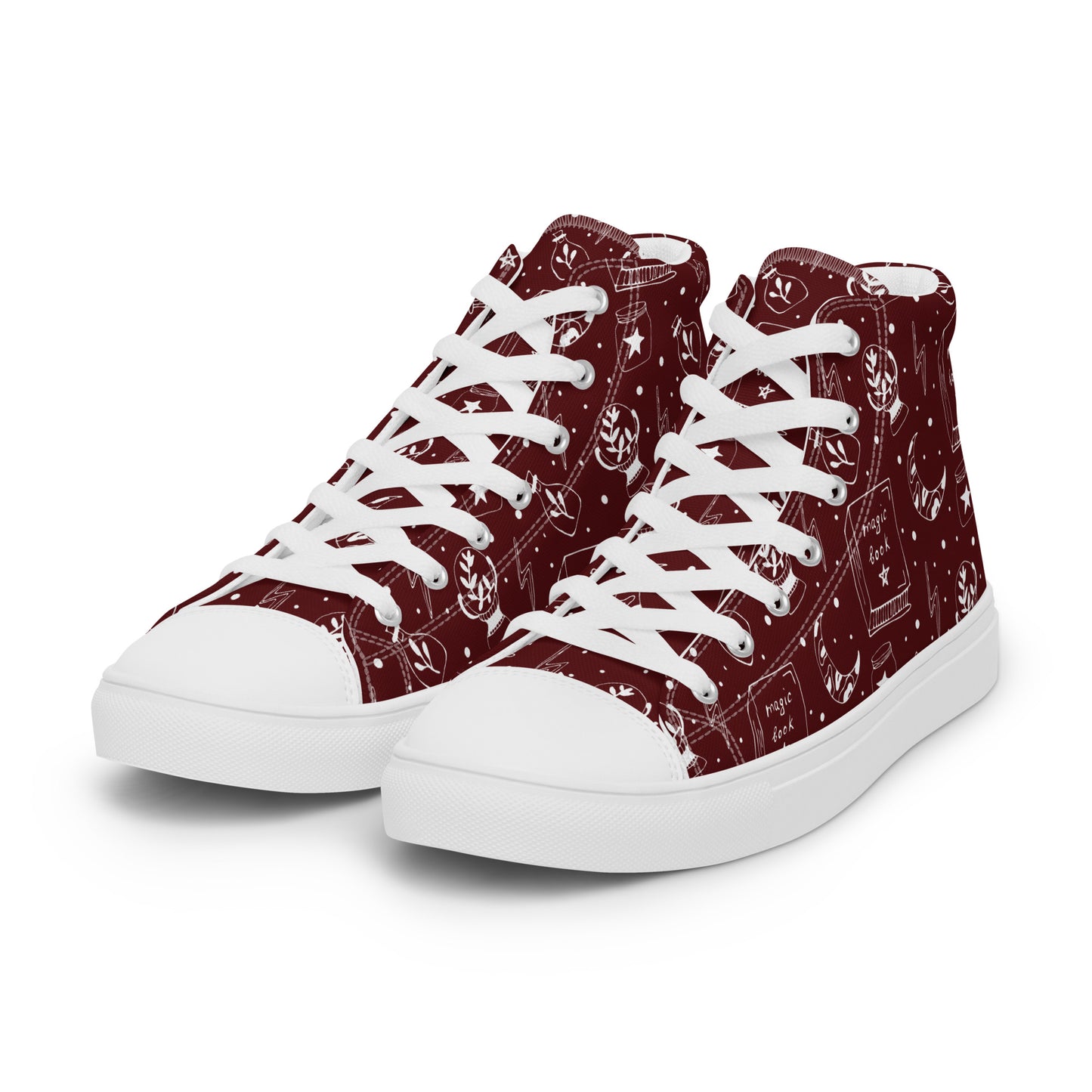 Magic Book Galaxy Red Women’s High Top Canvas Shoes