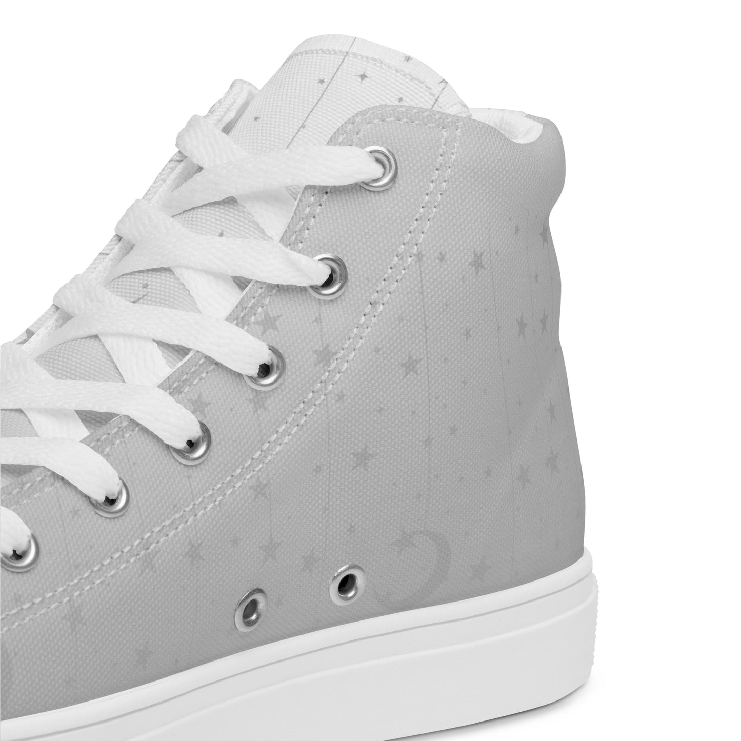 Silver Grey Moon Star Women’s High Top Canvas Shoes