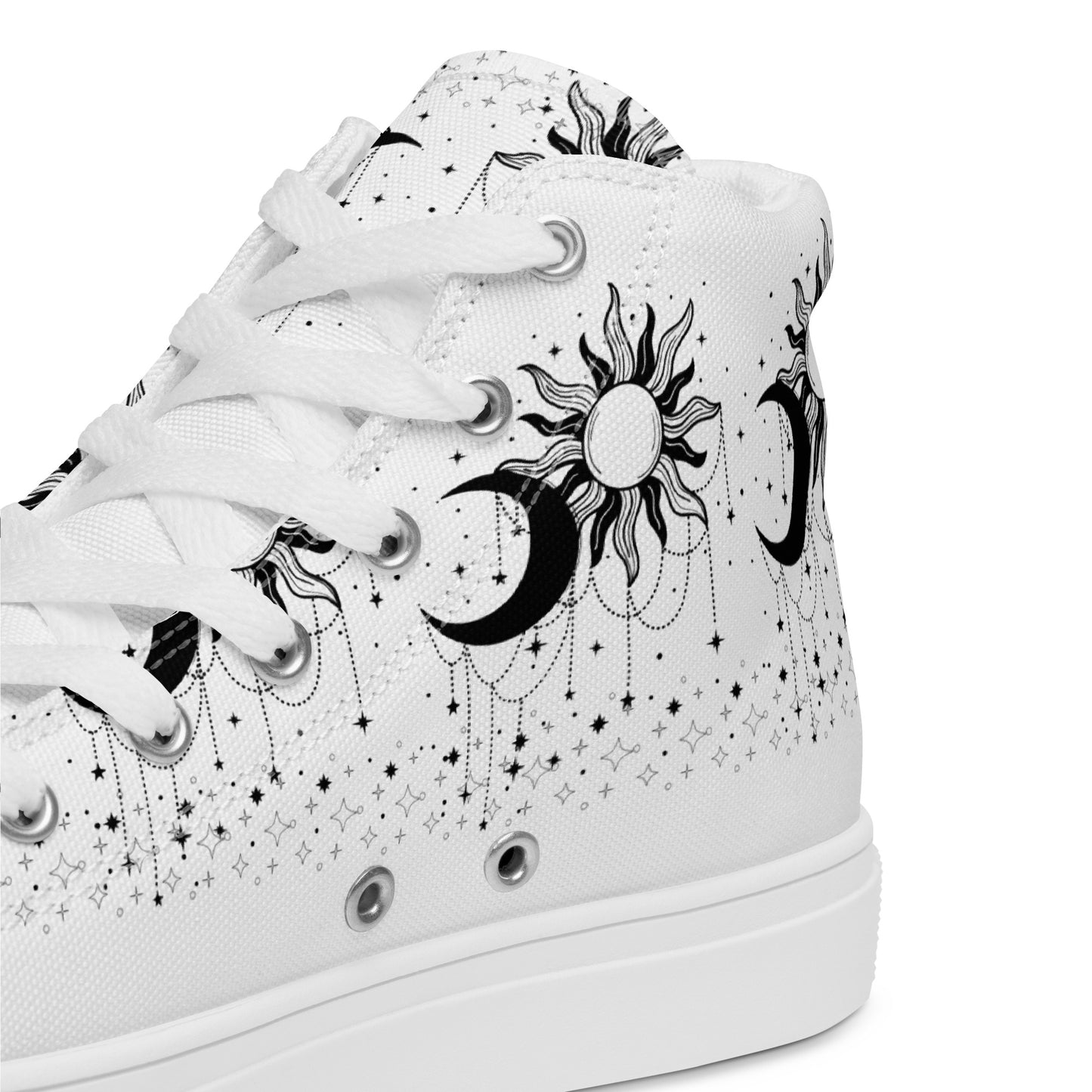 Black White Sun Moon Women’s High Top Canvas Shoes