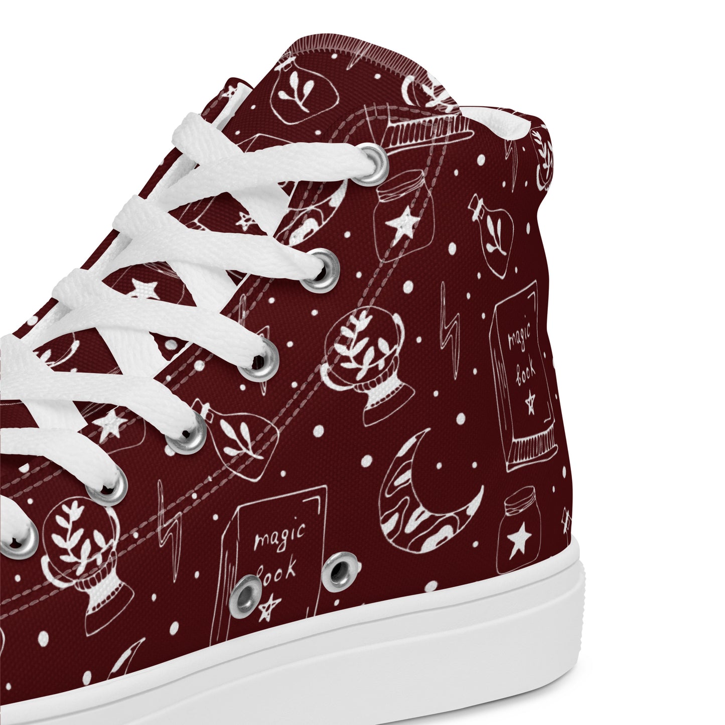 Magic Book Galaxy Red Women’s High Top Canvas Shoes