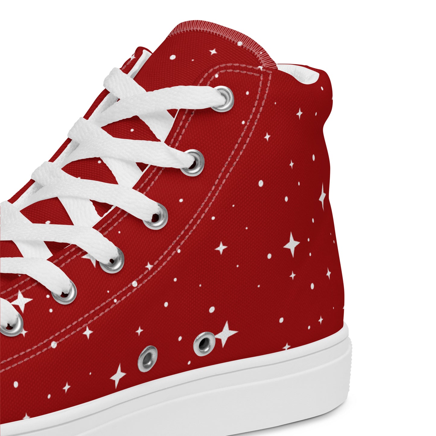 White Star Fire Red Women’s High Top Canvas Shoes