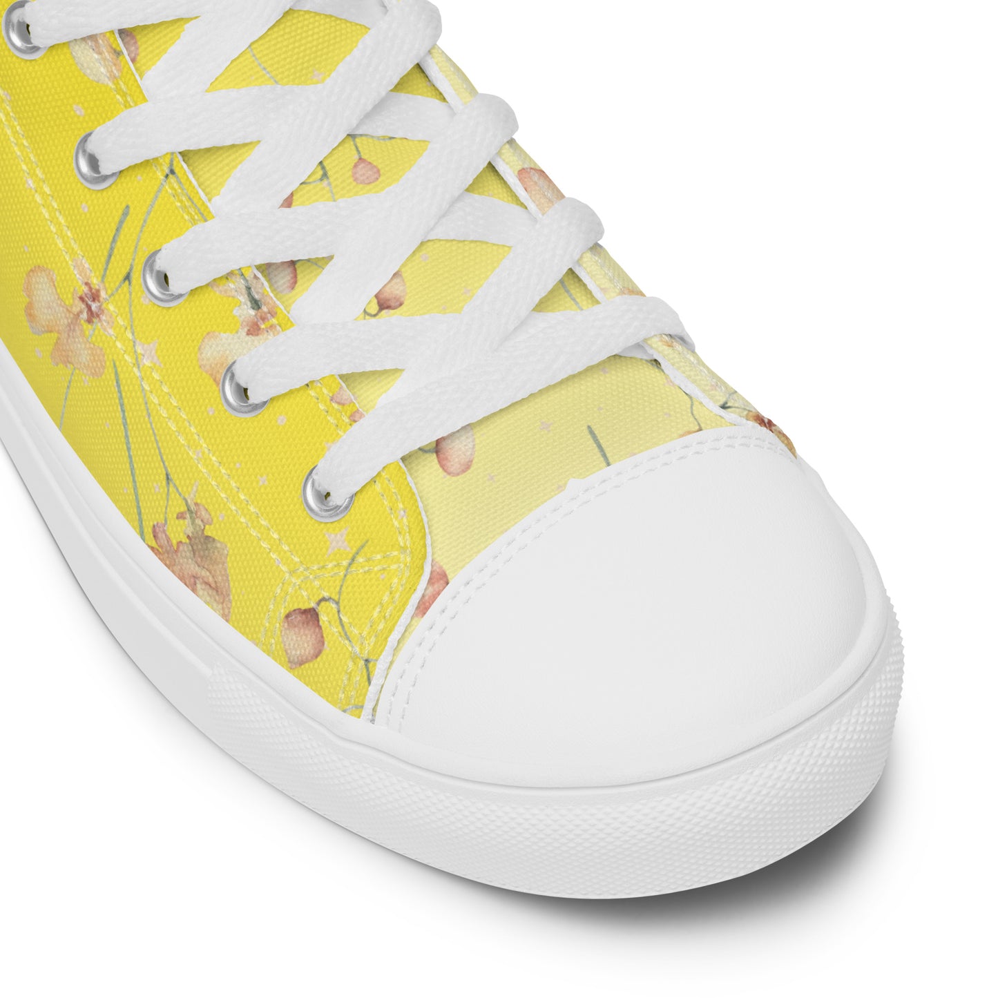 Yellow Botanical Flower Star Women’s High Top Canvas Shoes