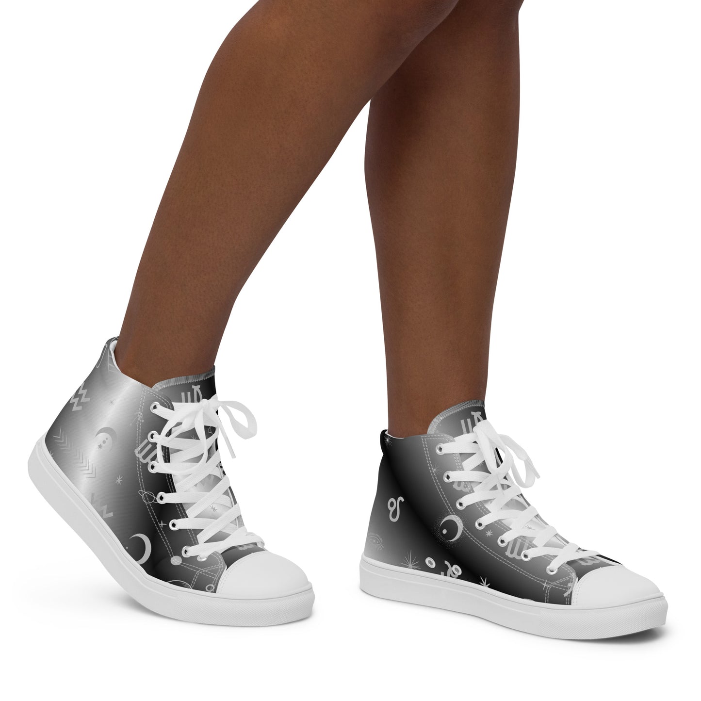 Black White Zodiac Women’s High Top Canvas Shoes