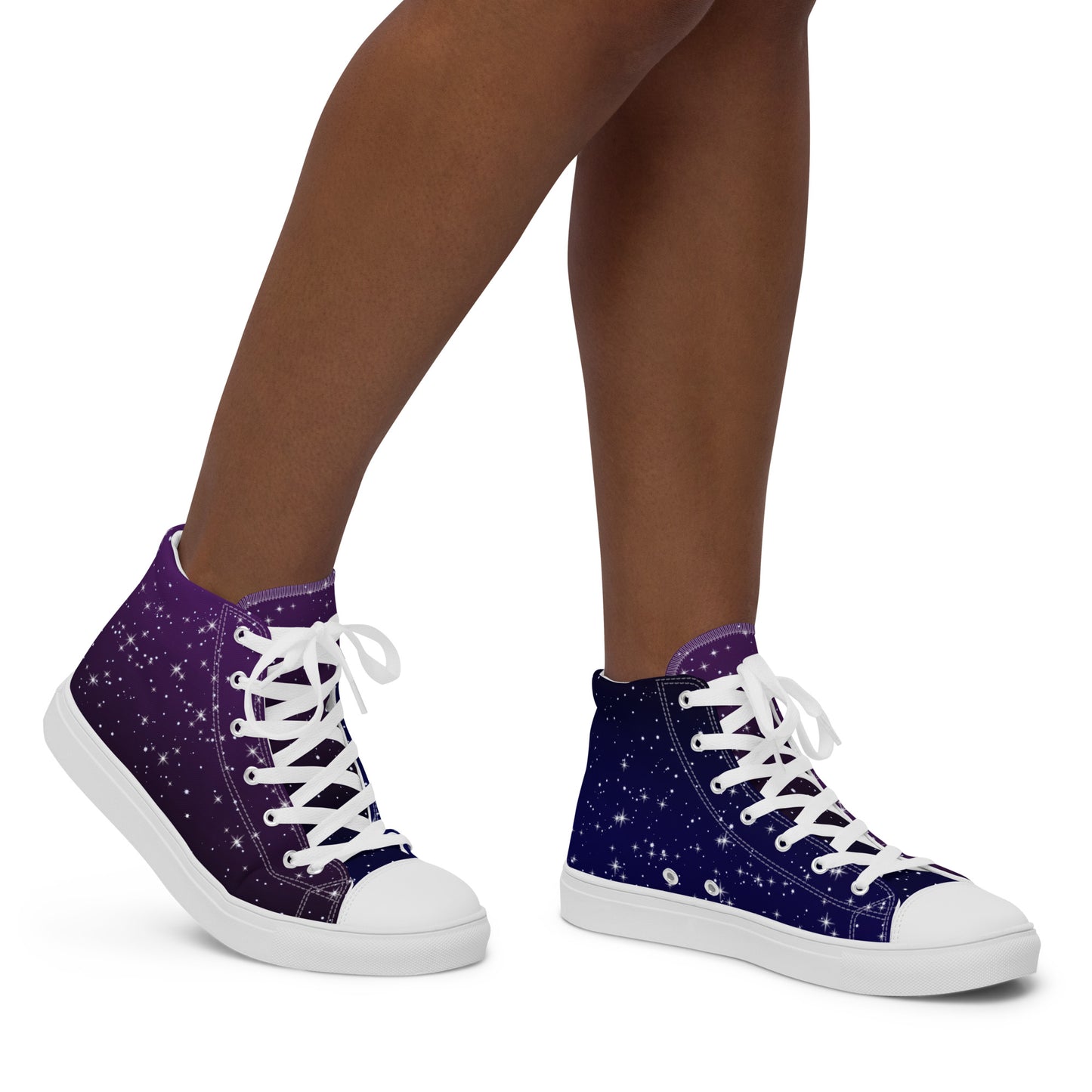 Purple Black Star Galaxy Women’s High Top Canvas Shoes
