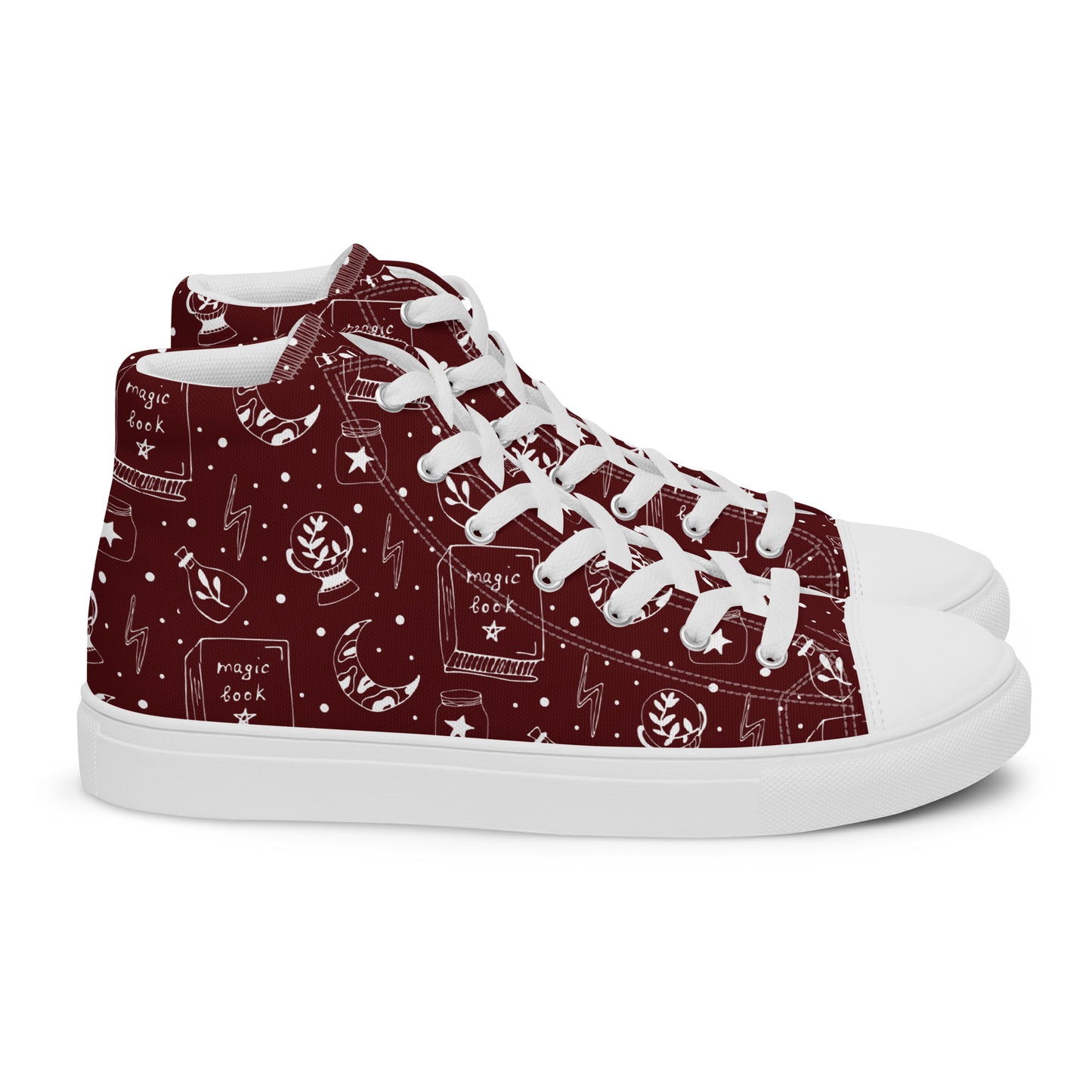 Magic Book Galaxy Red Women’s High Top Canvas Shoes