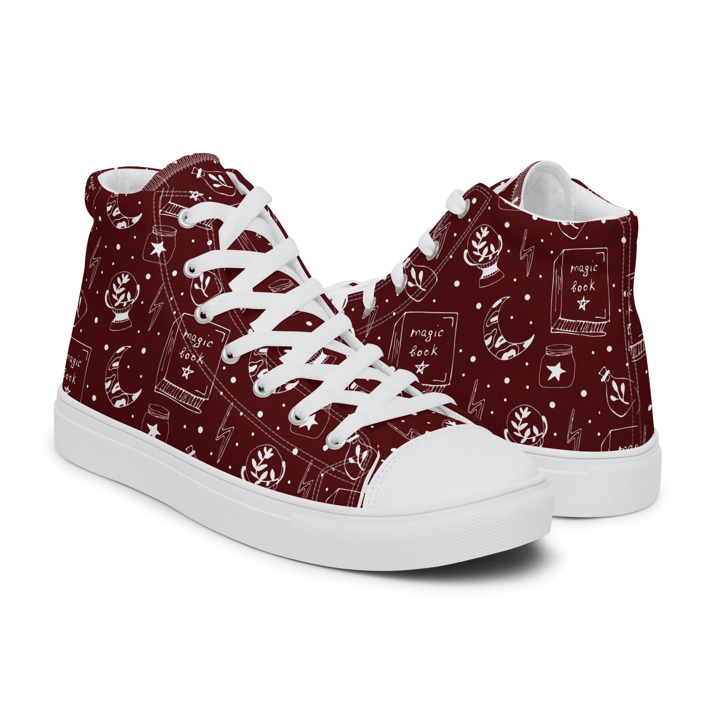 Magic Book Galaxy Red Women’s High Top Canvas Shoes