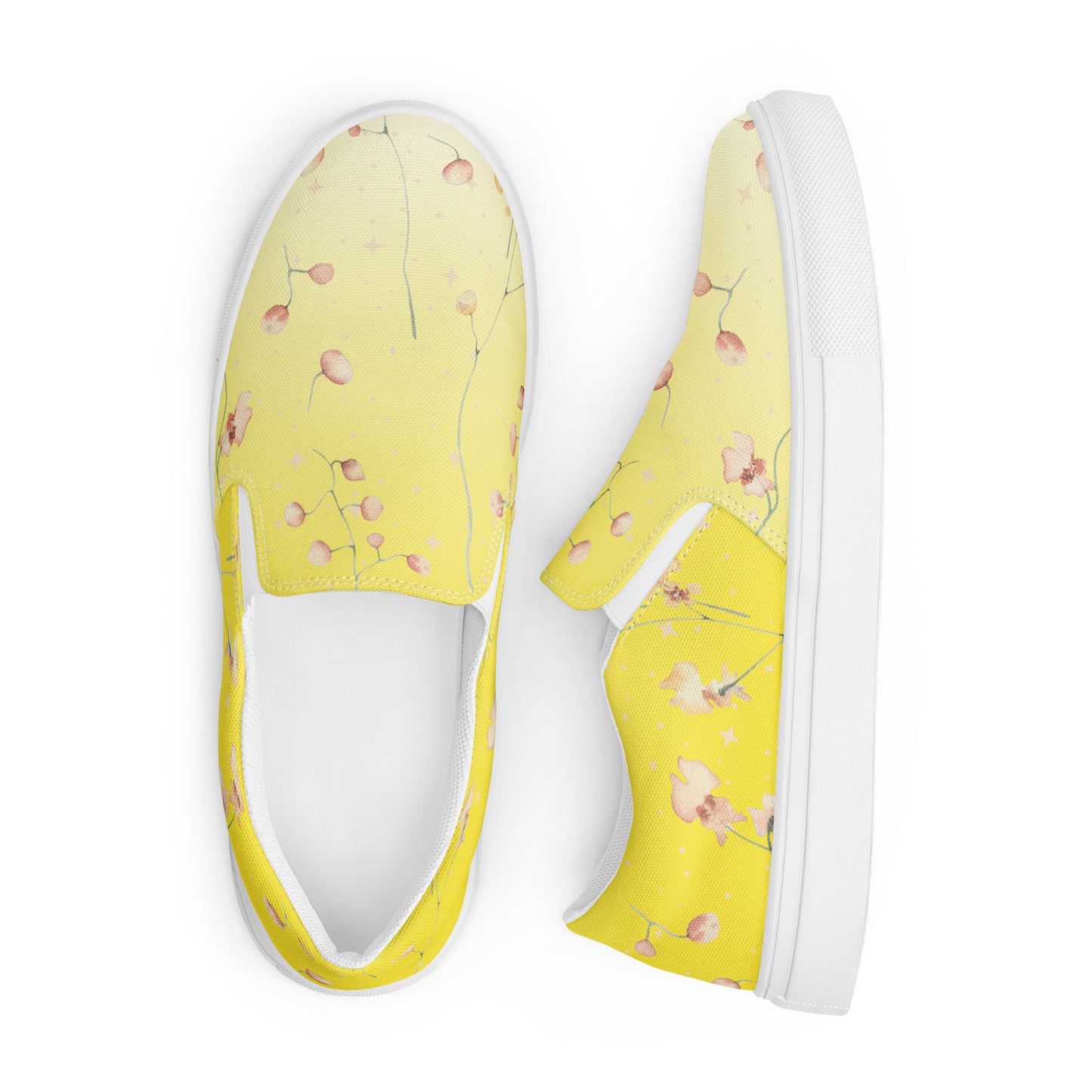 Yellow Botanical Flower Star Women’s Slip-on Canvas Shoes