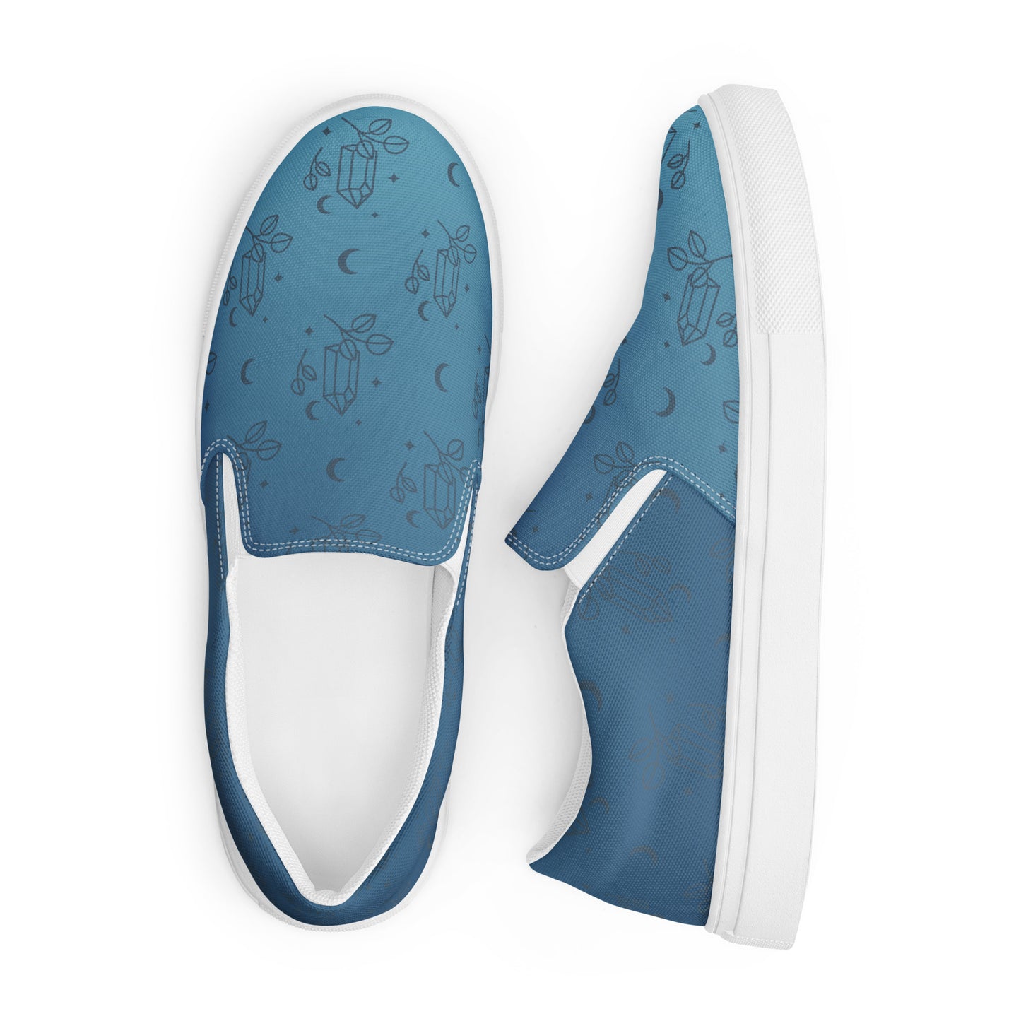 Blue Gradient Crystal Moon Women’s Slip-on Canvas Shoes