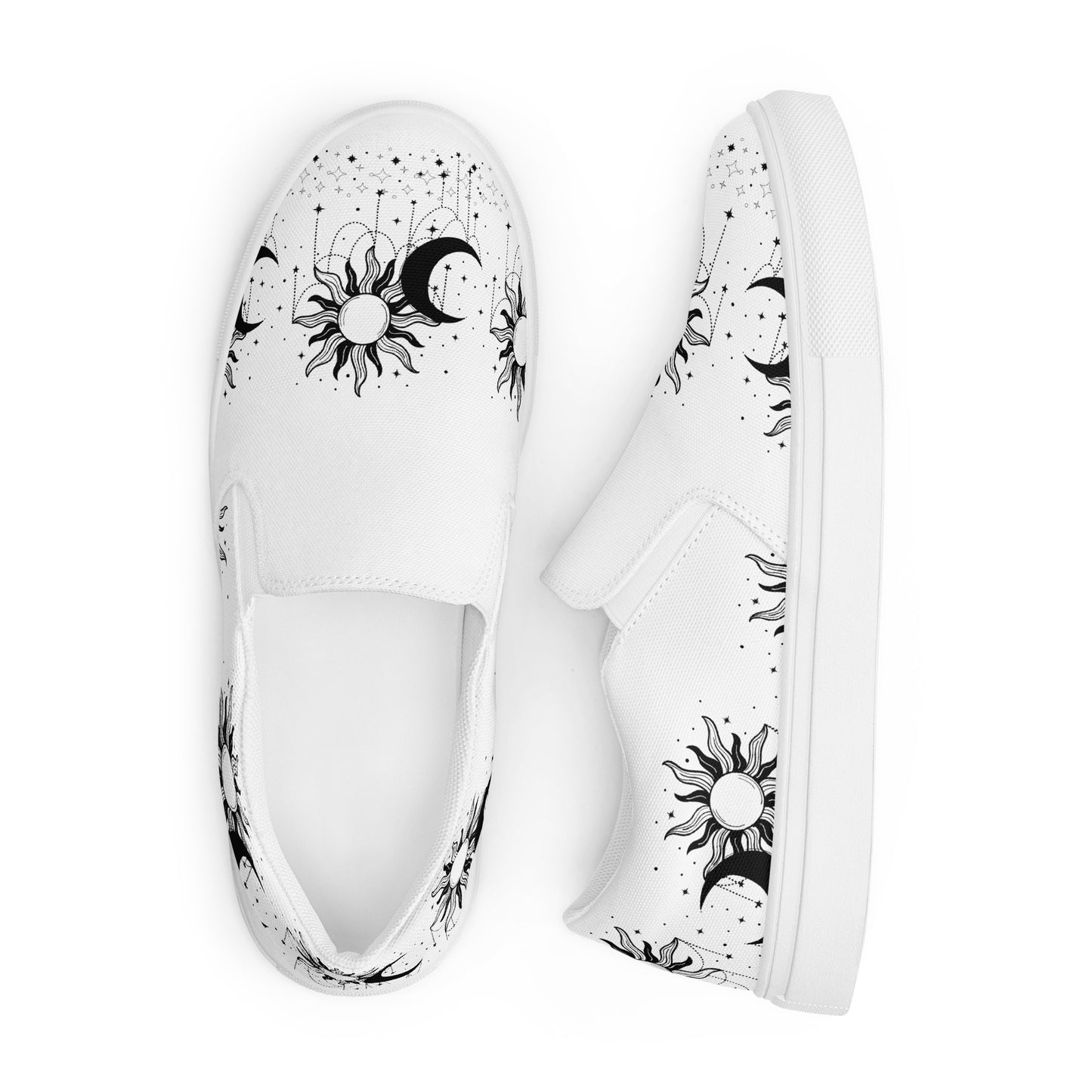 Black White Sun Moon Women’s Slip-on Canvas Shoes