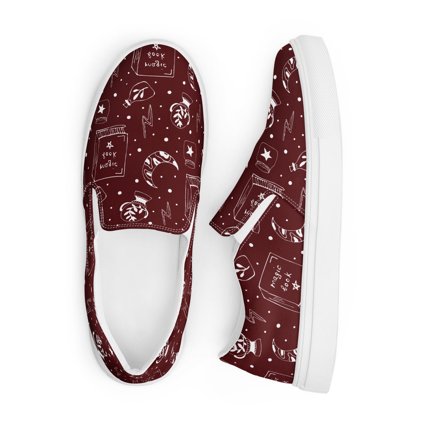 Magic Book Galaxy Red Women’s Slip-On Canvas Shoes