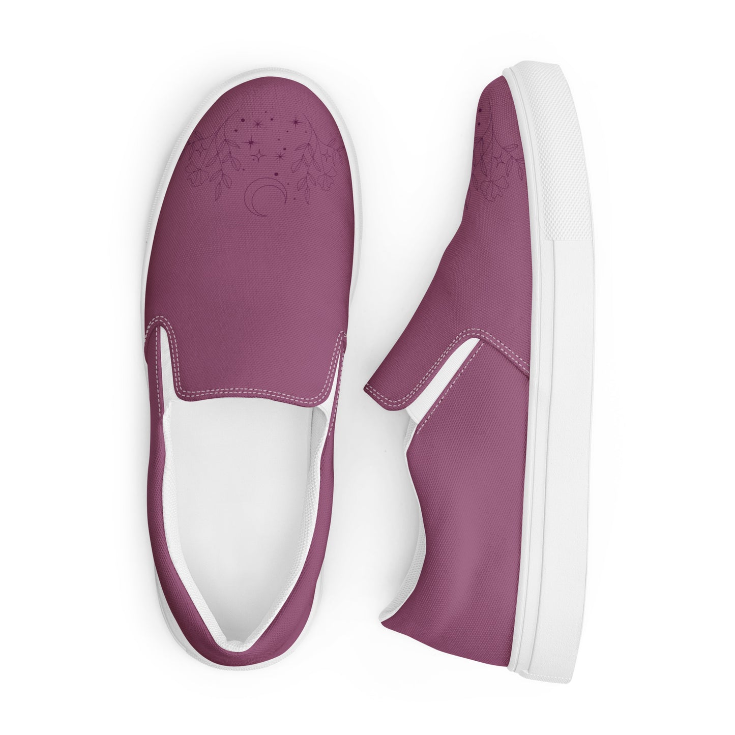 Flower Moon Warm Pink Women’s Slip-On Canvas Shoes