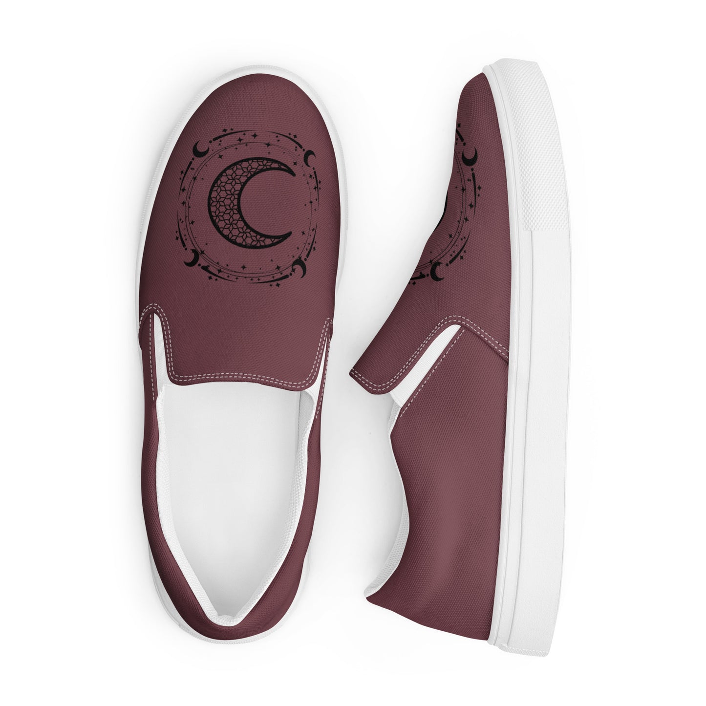 Moon Star Circle Purple Peace Women’s Slip-On Canvas Shoes