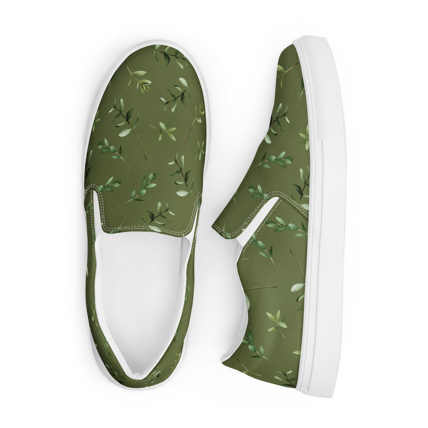 Greenery Wood Green Women’s  Slip-On Canvas Shoes