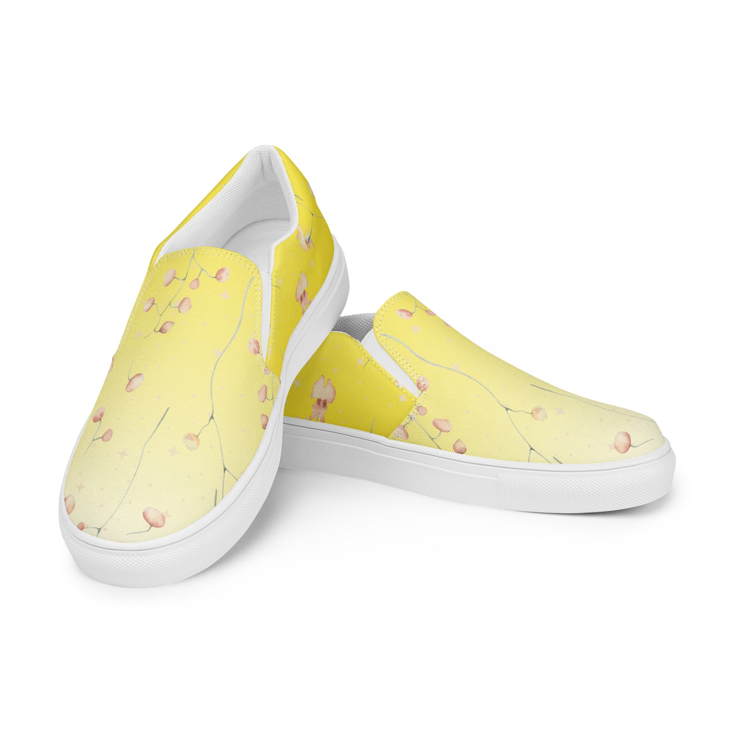 Yellow Botanical Flower Star Women’s Slip-on Canvas Shoes