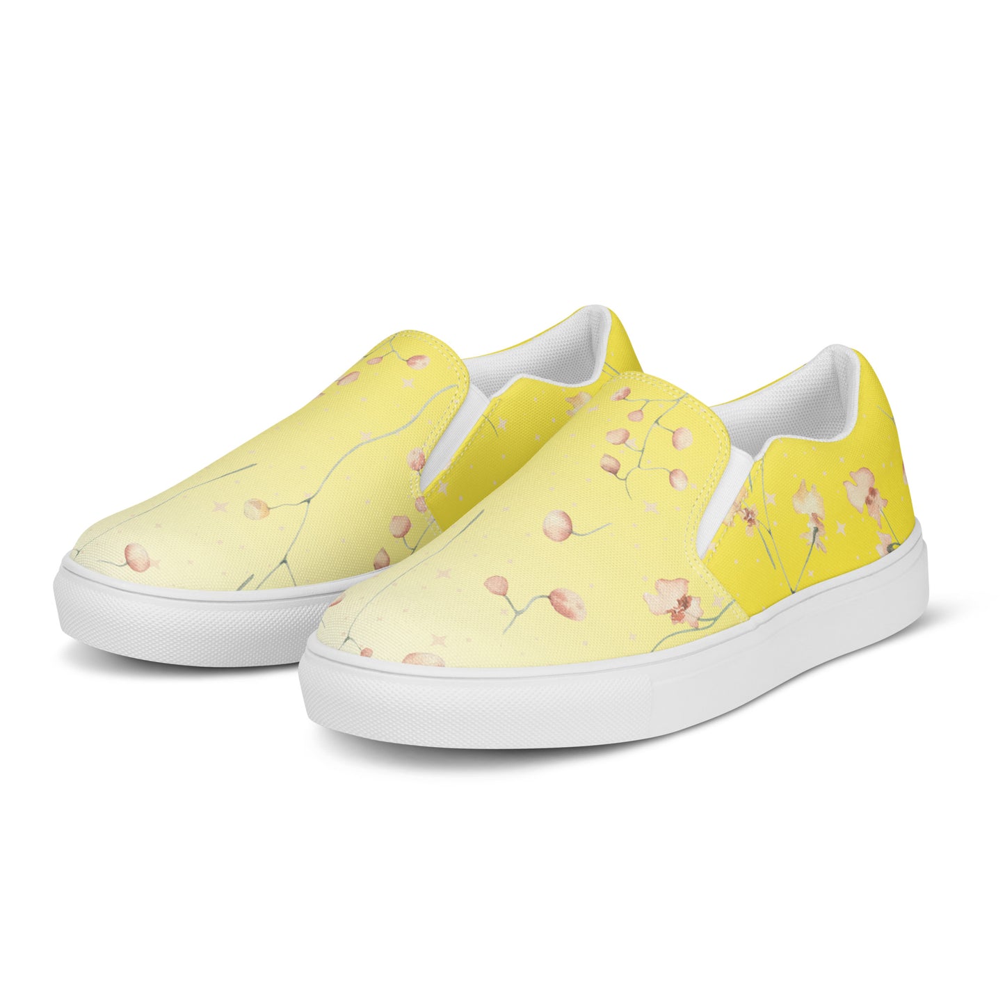 Yellow Botanical Flower Star Women’s Slip-on Canvas Shoes