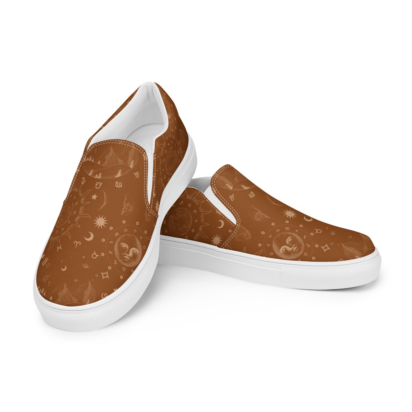 Saddle Brown Moon Galaxy Women’s Slip-on Canvas Shoes