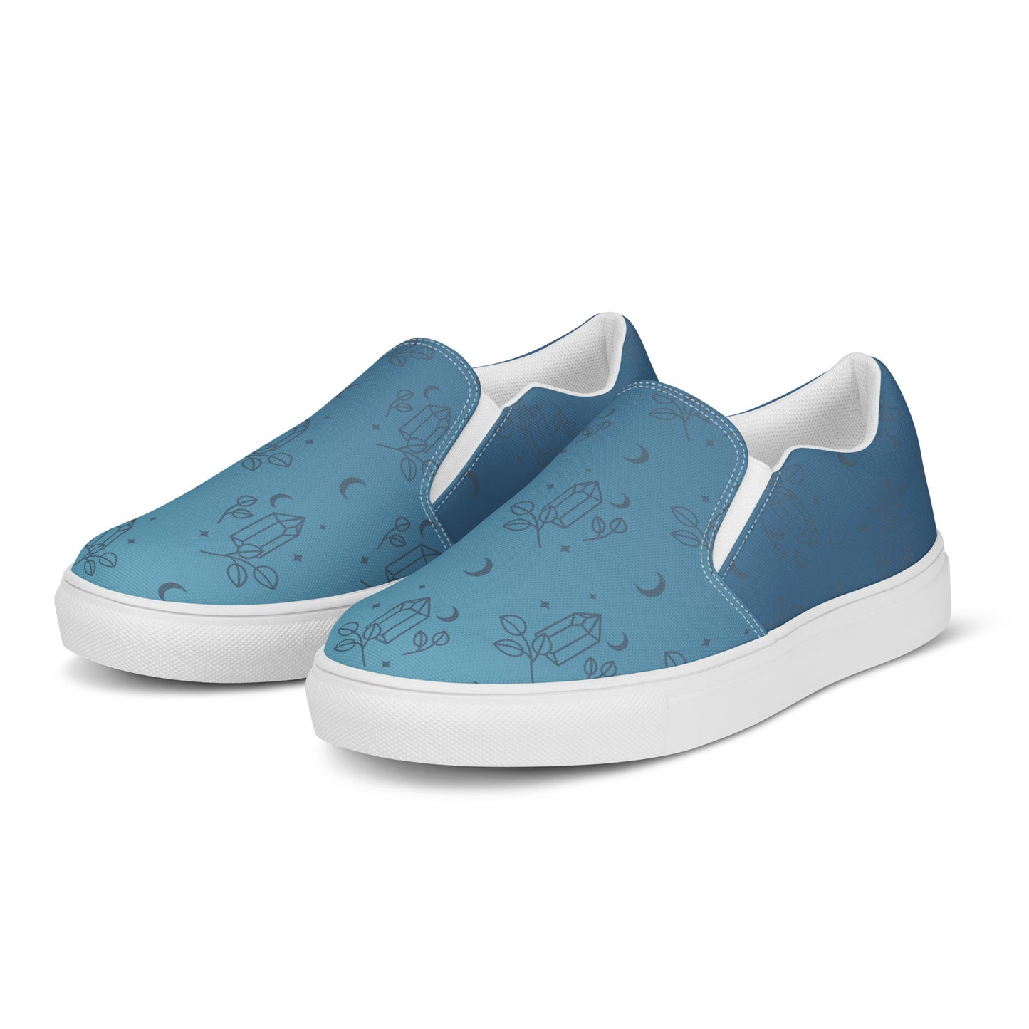 Blue Gradient Crystal Moon Women’s Slip-on Canvas Shoes