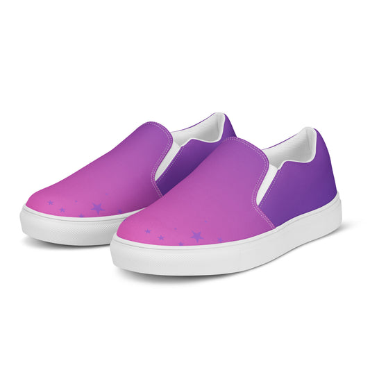 Purple Pink Gradient Star Women’s Slip-on Canvas Shoes