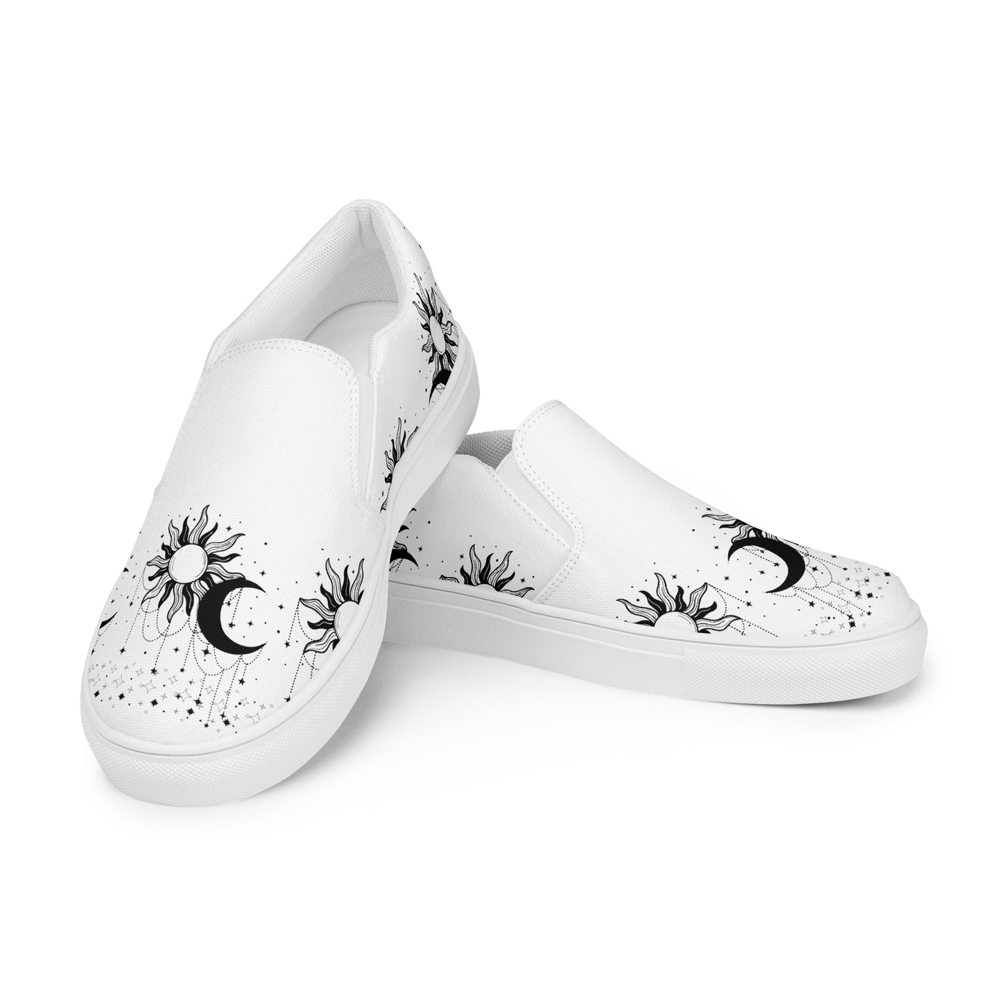 Black White Sun Moon Women’s Slip-on Canvas Shoes