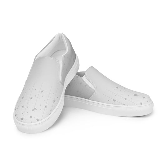 Silver Grey Moon Star Women’s Slip-on Canvas Shoes