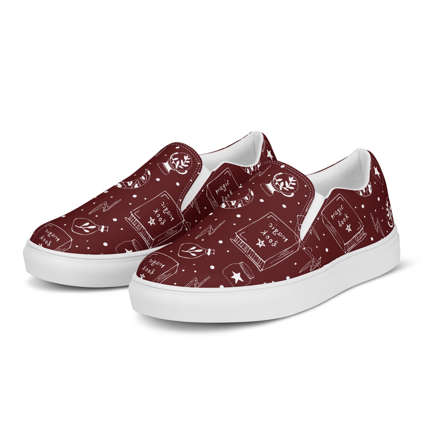 Magic Book Galaxy Red Women’s Slip-On Canvas Shoes