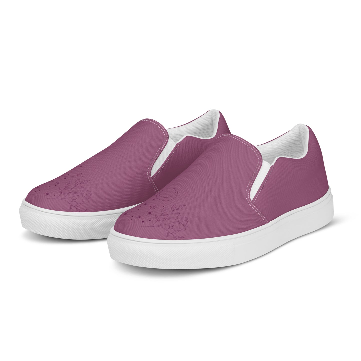 Flower Moon Warm Pink Women’s Slip-On Canvas Shoes