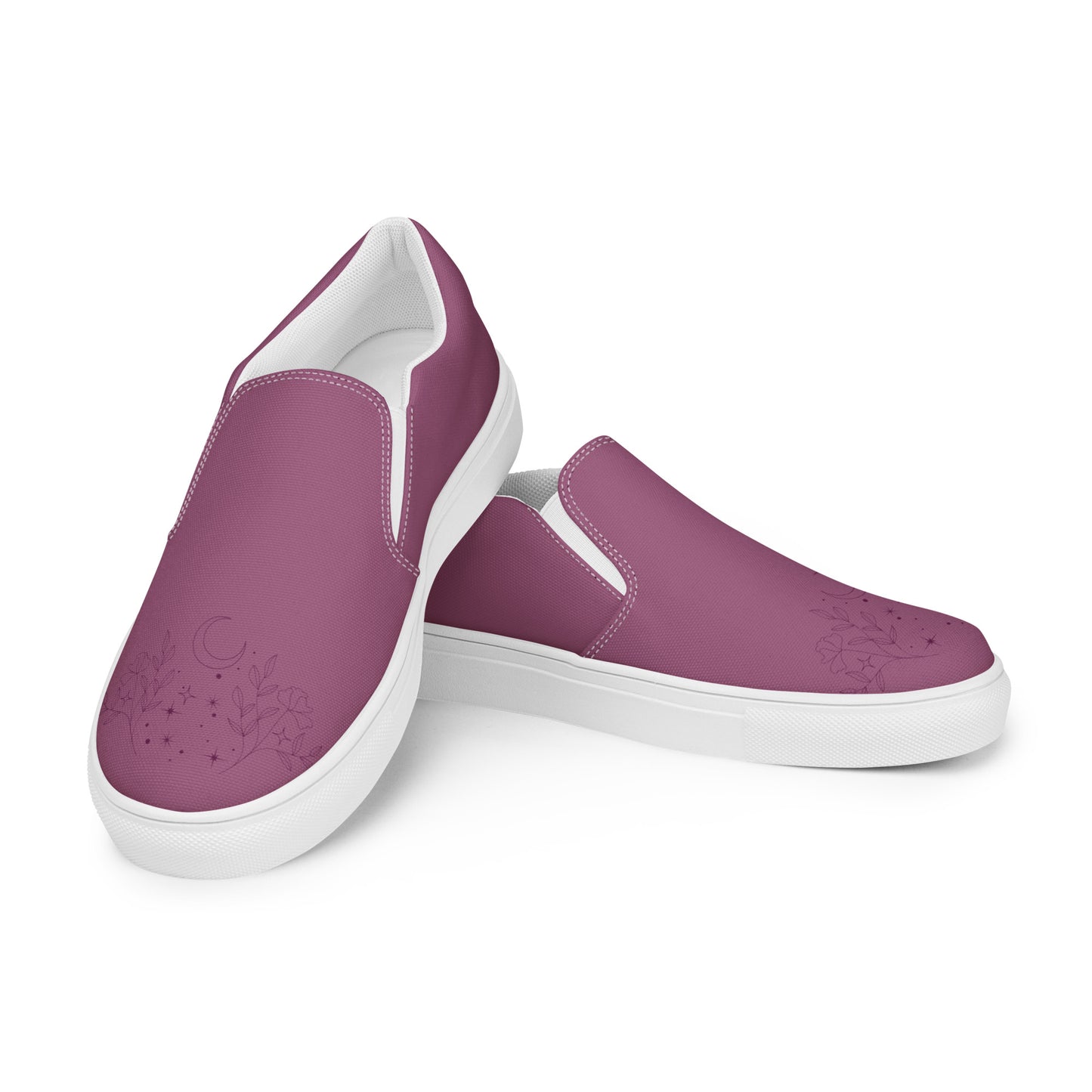 Flower Moon Warm Pink Women’s Slip-On Canvas Shoes