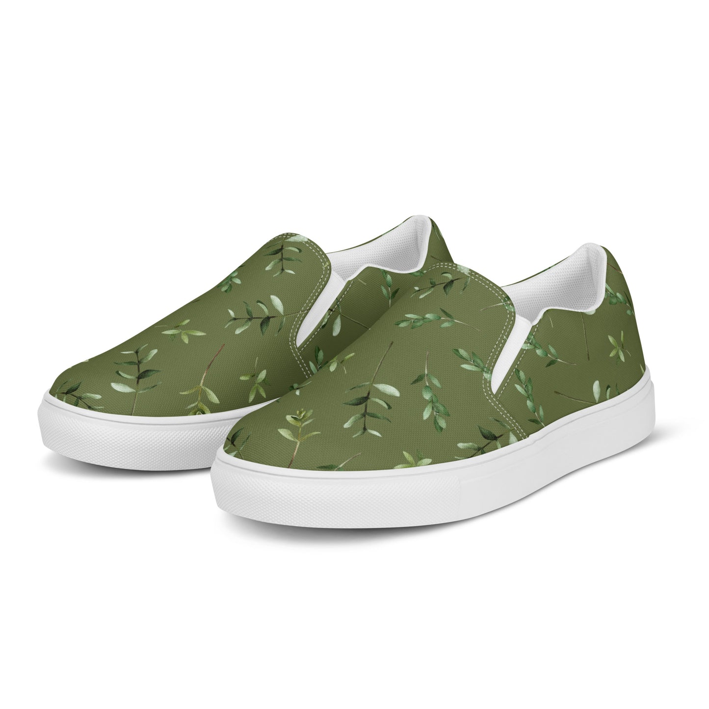 Greenery Wood Green Women’s  Slip-On Canvas Shoes