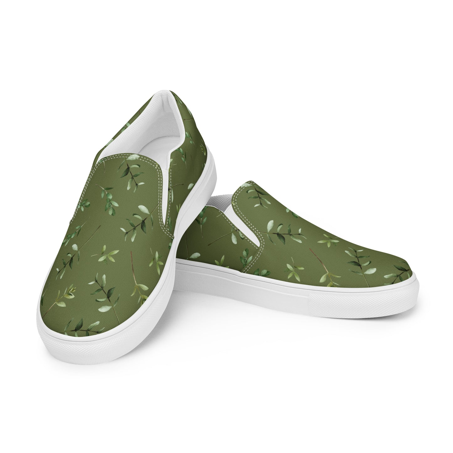 Greenery Wood Green Women’s  Slip-On Canvas Shoes