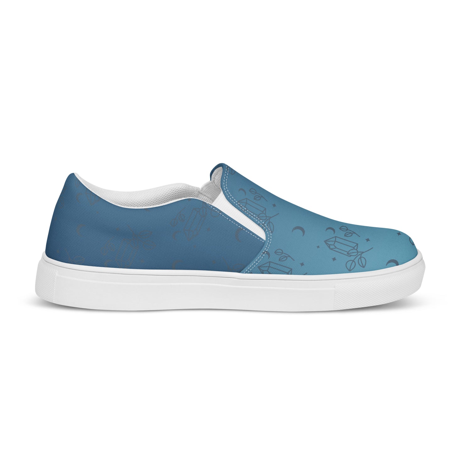 Blue Gradient Crystal Moon Women’s Slip-on Canvas Shoes