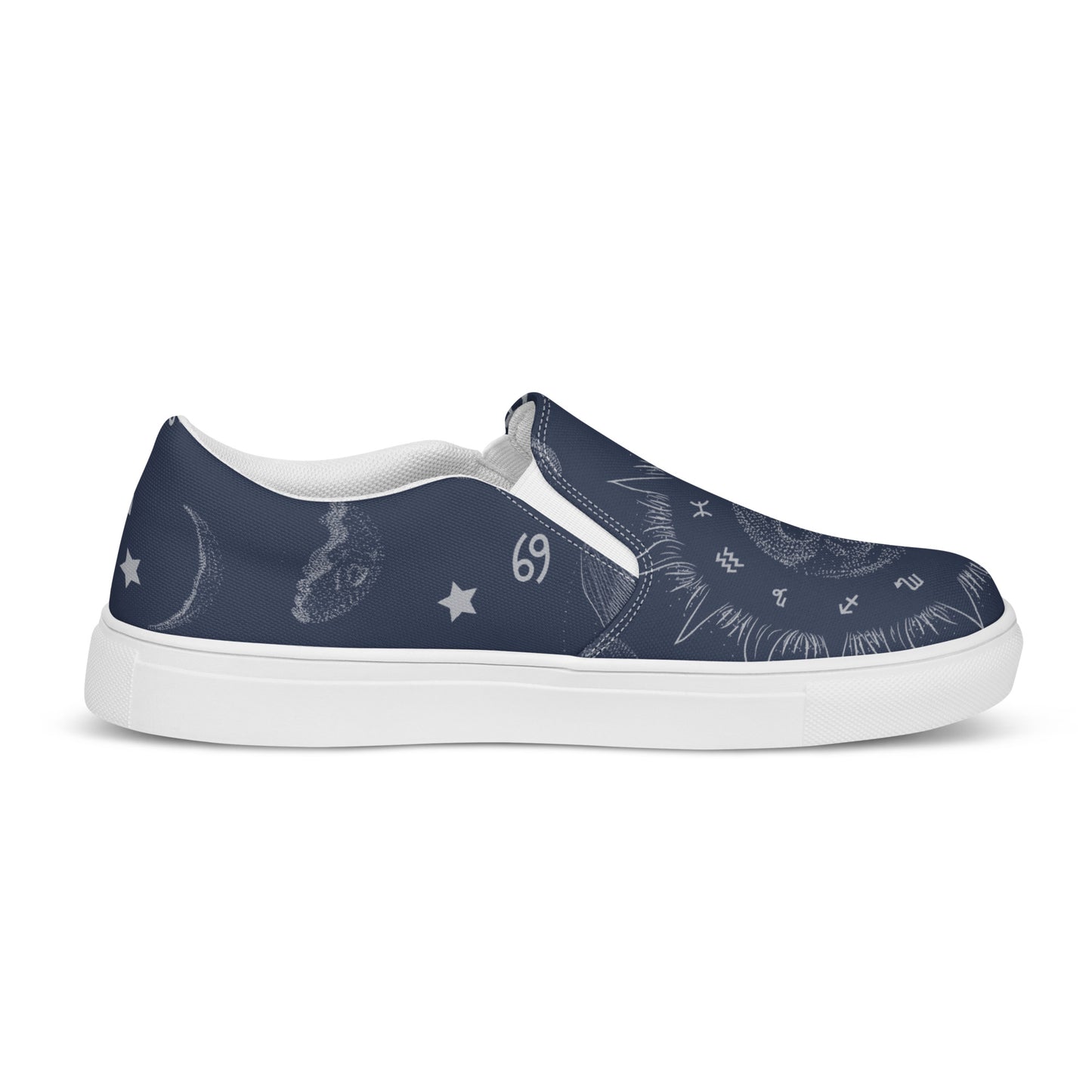 Navy Blue Moon Zodiac Women’s Slip-on Canvas Shoes