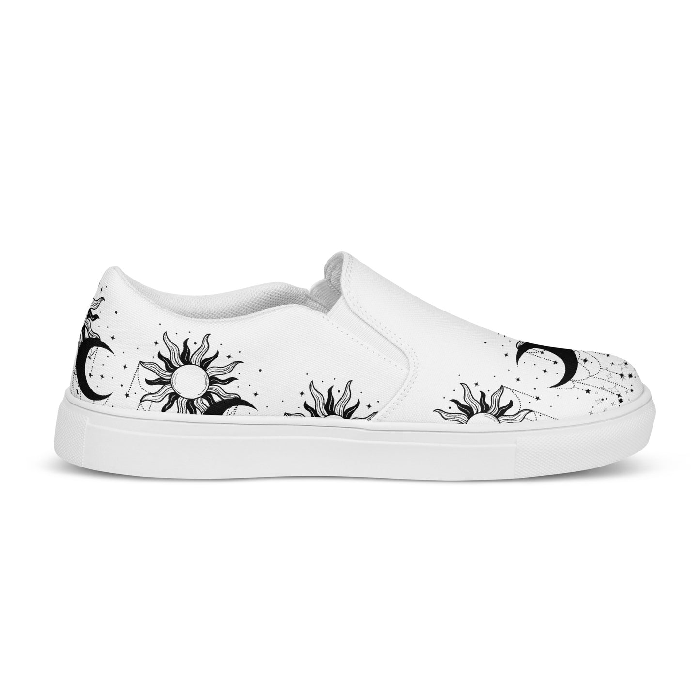 Black White Sun Moon Women’s Slip-on Canvas Shoes