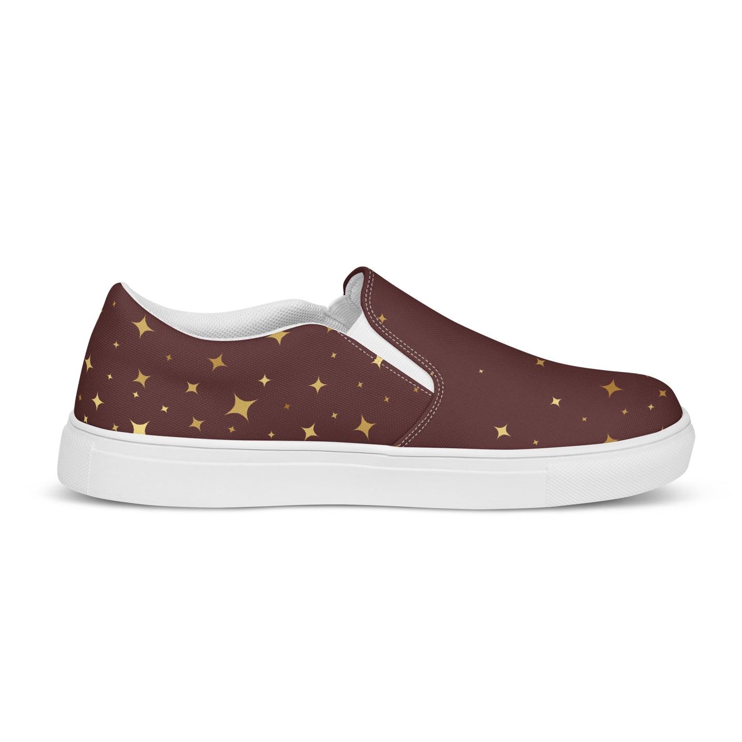 Burgundy Gold Star Women’s Slip-on Canvas Shoes